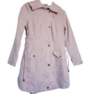 GUESS Womens Pink Hooded Anorak Jacket Side Lace Up Detail Size L